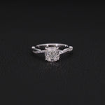Load and play video in Gallery viewer, 2.14 CTW Cushion Cut Lab Grown Diamond Vine Halo Engagement Ring
