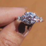 Load and play video in Gallery viewer, 14K White Gold Lab Grown Round Diamond Cluster Engagement Ring
