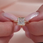 Load and play video in Gallery viewer, Half Bezel Set 2CT Princess Cut Lab Grown Diamond Engagement Ring