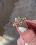 Load and play video in Gallery viewer, Asscher Cut Lab Grown Diamond Ring, Full Bezel Setting Five Stone Wedding Ring IGI Certified