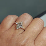 Load and play video in Gallery viewer, Vintage 14K Gold Marquise Diamond Ring, Lab Grown Diamond Ring, IGI CERTIFIED Promise Ring