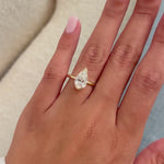 Load and play video in Gallery viewer, 2 Carat Pear Cut Lab Grown Diamond Half Bezel Modern Engagement Ring