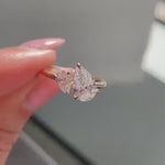 Load and play video in Gallery viewer, Pear Cut Lab Grown Diamond Toi Et Moi Ring | 14k Solid Gold Anniversary Ring