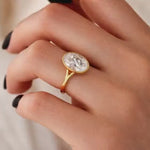 Load and play video in Gallery viewer, 2.0 CT Oval Shaped Minimalist Bezel Setting Lab Grown Diamond Engagement Ring