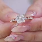 Load and play video in Gallery viewer, 3.0 CT Princess Lab Grown Diamond Ring, 14K Yellow Gold Art Deco Ring