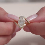 Load and play video in Gallery viewer, 4 CT Oval Cut Engagement Ring, 14K Yellow Gold Lab Grown Diamond Bypass Ring, Promise Ring