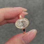 Load and play video in Gallery viewer, Oval Cut Lab Grown Diamond Bezel Ring, 14K Solid Gold Solitaire Engagement Ring