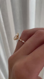 Load and play video in Gallery viewer, 2CT Pear Cut Lab Grown Diamond Engagement Ring - Pear Solitaire Ring With Marquise and Round Accent Ring
