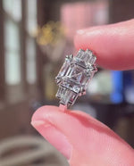 Load and play video in Gallery viewer, Asscher Cut Lab Grown Diamond Ring, 4.50tcw Double Prong Anniversary Band (IGI Certified)