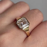 Load and play video in Gallery viewer, 2CT Asscher Cut IGI Lab Grown Diamond Solitaire Ring, 14K Gold Bezel Set Ring