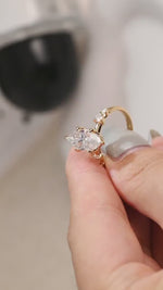Load and play video in Gallery viewer, Solid Gold Hidden Halo Marquise Cut Lab Grown Diamond Engagement Ring, Dainty Promise Ring
