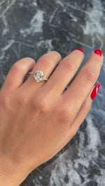 Load and play video in Gallery viewer, Oval 3.5 carat IGI Certified D Color VVS2 Clarity Lab Grown Diamond Three Stone Engagement Ring