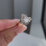 Load and play video in Gallery viewer, 3ct Pear Shape Engagement Solitaire Lab Grown Diamond Ring in 10k/14k/18k Gold