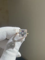 Load and play video in Gallery viewer, 5.0 CT Asscher Cut Lab Grown Diamond Ring: Hidden Halo, Solid Gold or Silver