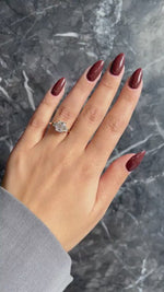 Load and play video in Gallery viewer, Emerald Cut 2.5 carat IGI Certified Lab Grown Diamond Three Stone Engagement Ring