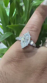 Load and play video in Gallery viewer, 5 Ct Marquise Lab Grown Diamond Engagement Ring for Women, Marquise Diamond Ring