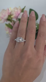 Load and play video in Gallery viewer, 5 Carat Asscher Cut E/VS2 IGI certified Lab Grown Diamond Anniversary Ring