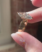 Load and play video in Gallery viewer, Marquise 2.50ct Lab Grown Diamond Engagement Ring Unique Bridal Ring Wedding Ring Diamond Ring for Her Anniversary Ring For Girl