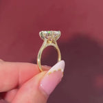 Load and play video in Gallery viewer, Tulip Setting Pear Cut Lab Grown Diamond Engagement Ring Plain Band E VS IGI