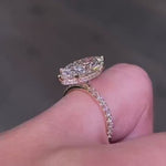 Load and play video in Gallery viewer, 4 CT Marquise Cut Lab Grown Diamond Engagement Ring, 14K Solid Gold 6 Prong With Hidden Halo Ring