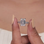 Load and play video in Gallery viewer, Lab Grown Solitaire Diamond Ring: 14K Gold Emerald Cut Engagement Ring