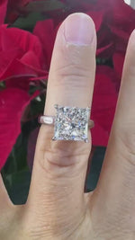 Load and play video in Gallery viewer, Princess Cut Lab Grown Diamond Engagement Ring, 5 CT Princess Cut Diamond Ring IGI Certified