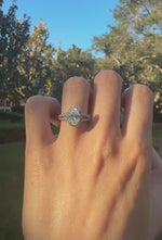 Load and play video in Gallery viewer, 3.0 Ct Oval Cut E-VS1 IGI Certified Lab Diamond Ring, 14K Gold Halo Setting Lab Diamond Ring
