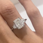 Load and play video in Gallery viewer, 3.5 CT IGI Certified Radiant Cut Lab Created Diamond Three Stone Ring
