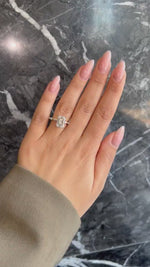 Load and play video in Gallery viewer, 3CT Emerald Cut VVS2 Clarity IGI Certified Lab Grown Diamond Hidden Halo Engagement Ring