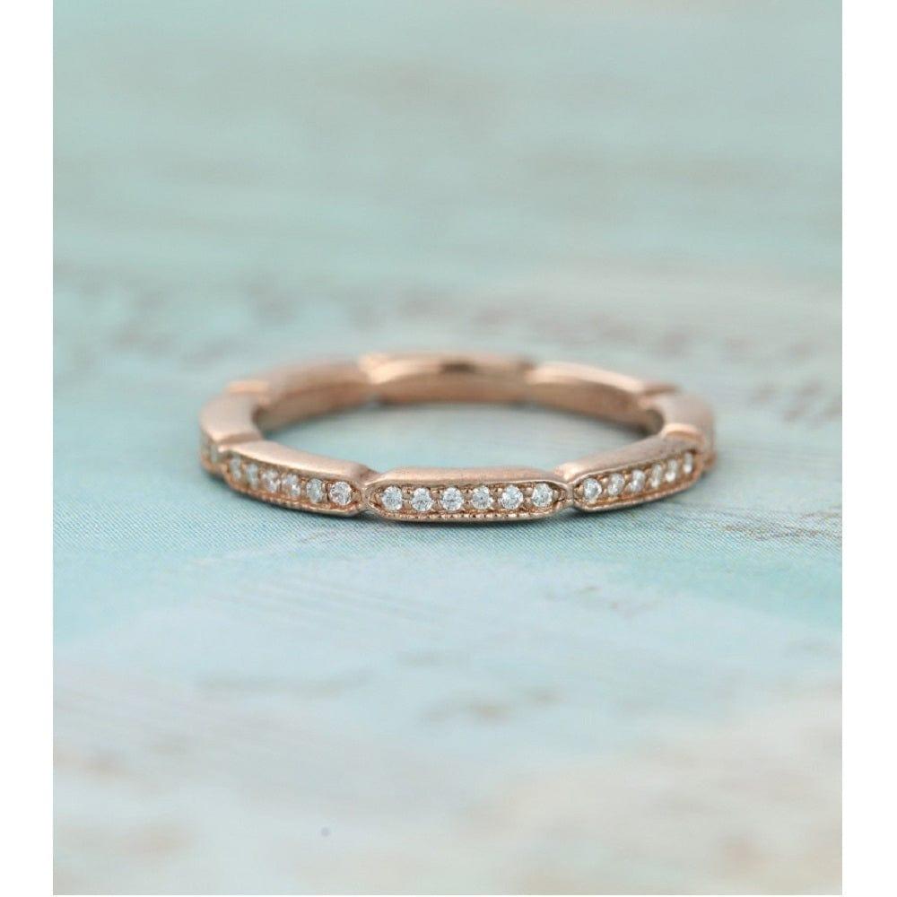 ROSE GOLD VINTAGE STACKING MATCHING RING FULL ETERNITY MOISSANITE PROMISE BAND