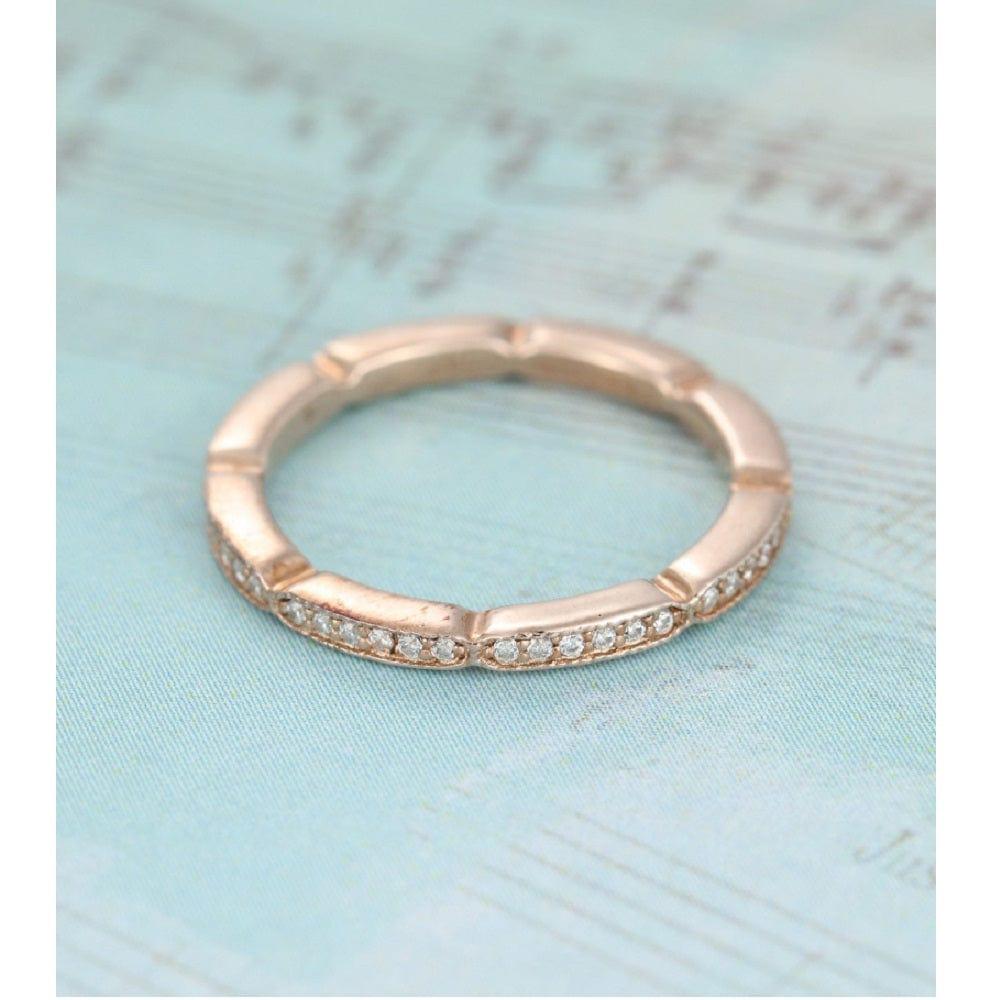 ROSE GOLD VINTAGE STACKING MATCHING RING FULL ETERNITY MOISSANITE PROMISE BAND