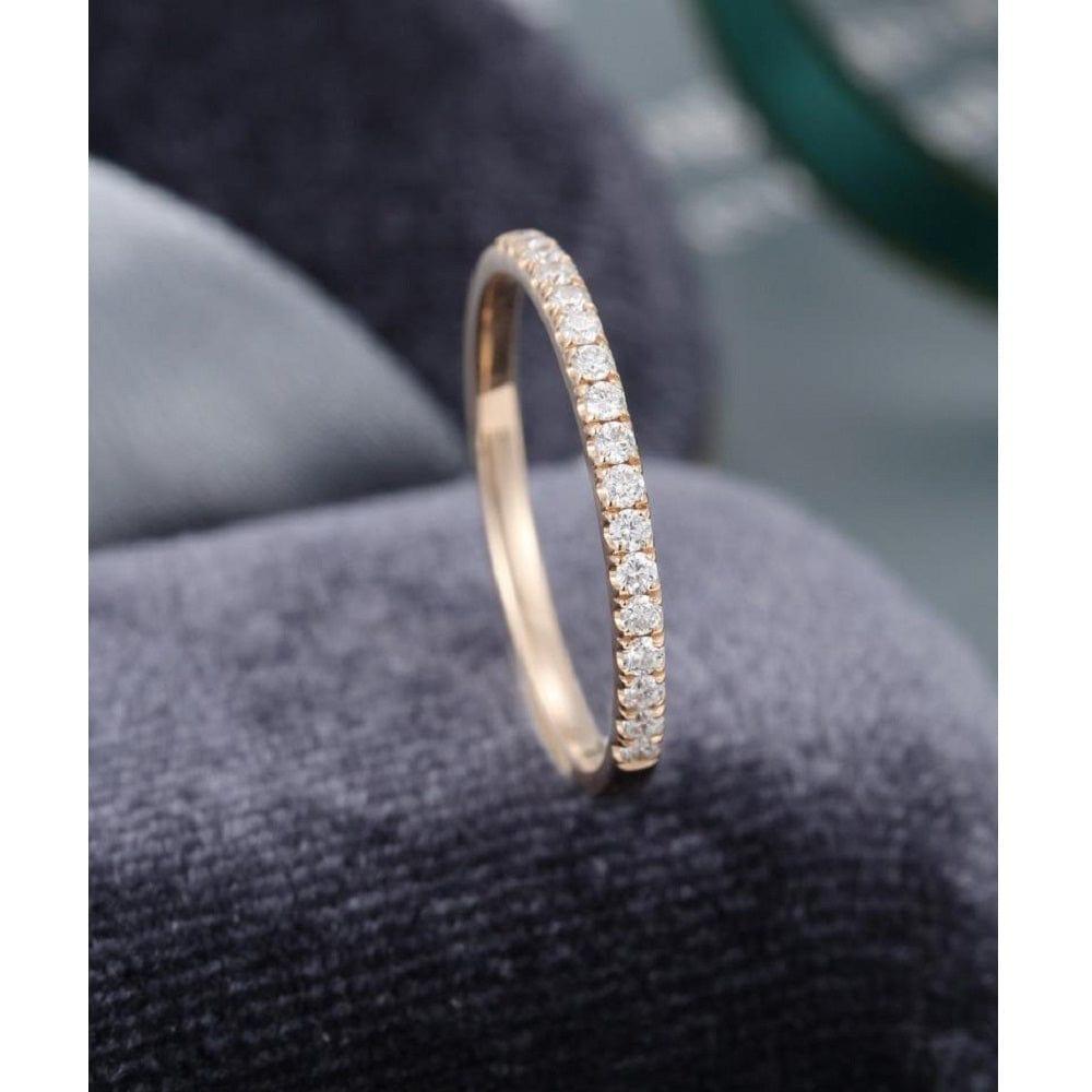 ROSE GOLD WOMEN HALF ETERNITY SOLID 14K GOLD UNIQUE MOISSANITE WEDDING BAND