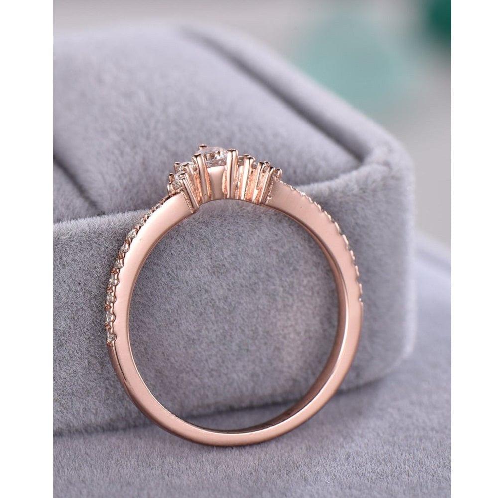 ROUND CUT MOISSANITE CURVED ROSE GOLD STACKING WEDDING MATCHING BRIDAL BAND FOR HER