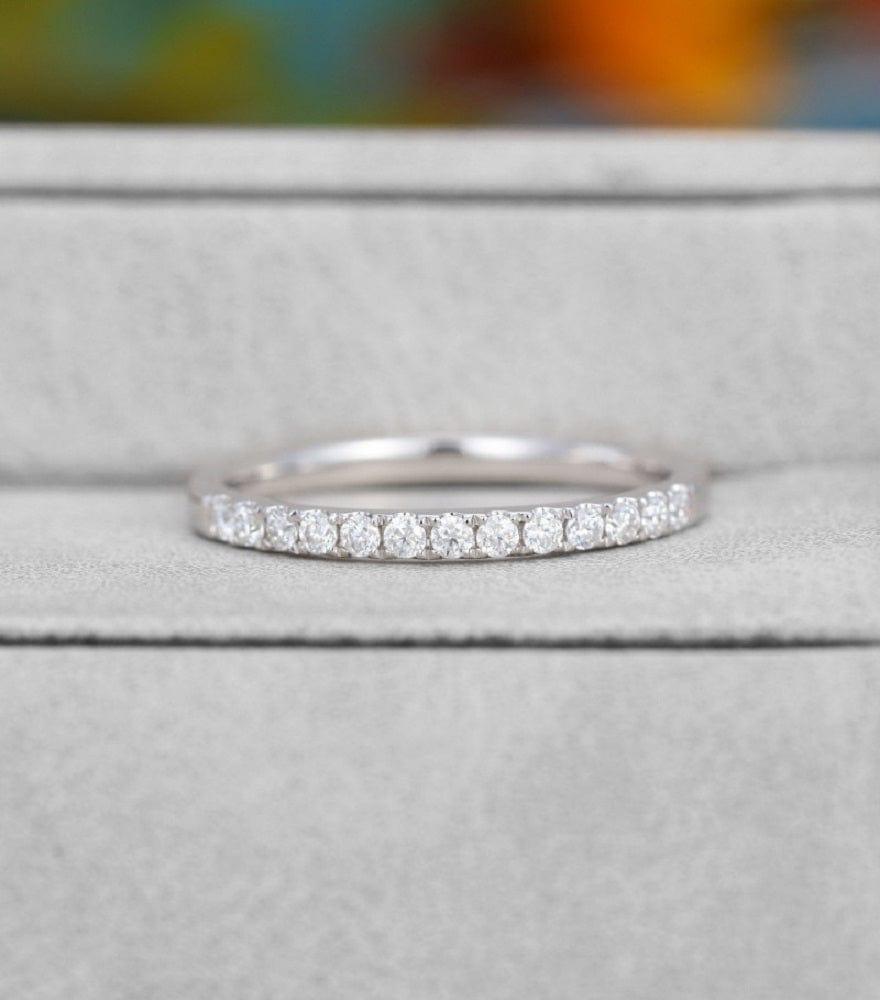 ROUND CUT WHITE GOLD WEDDING HALF ETERNITY BRIDAL MOISSANITE PROMISE BAND