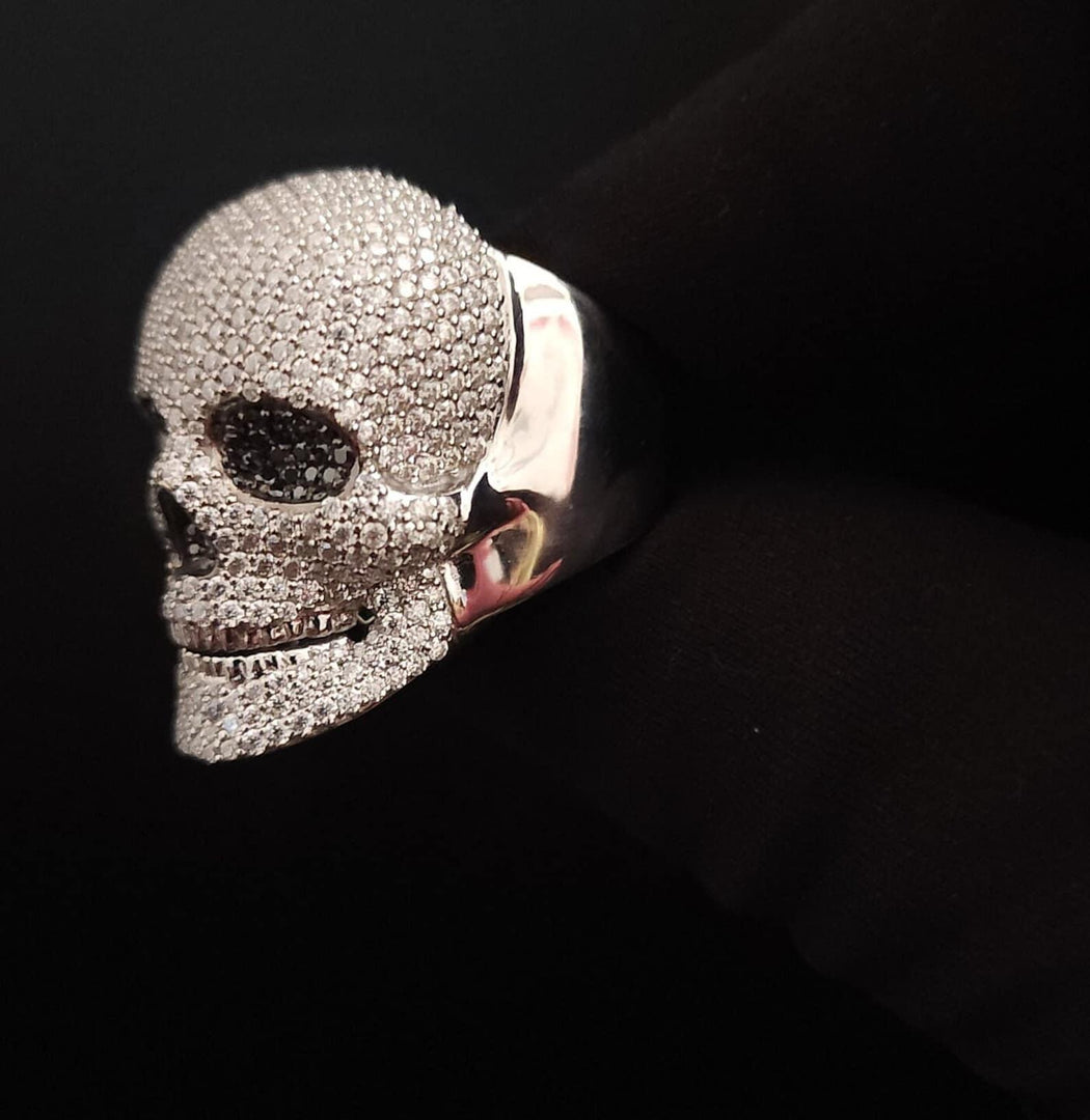 SKULL VVS MOISSANITE ICED OUT RAPPER PINKY HIP HOP RING MEN’S S925 SILVER RING