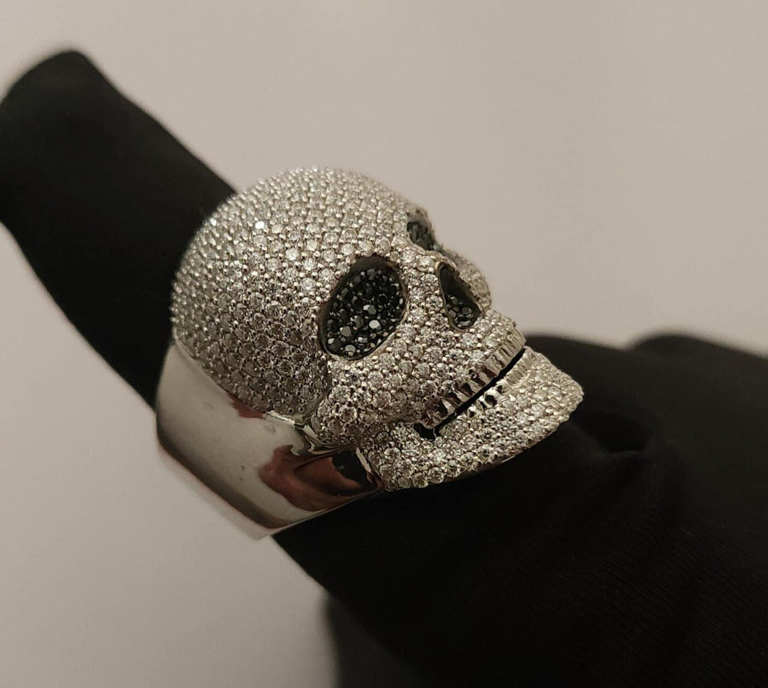 SKULL VVS MOISSANITE ICED OUT RAPPER PINKY HIP HOP RING MEN’S S925 SILVER RING