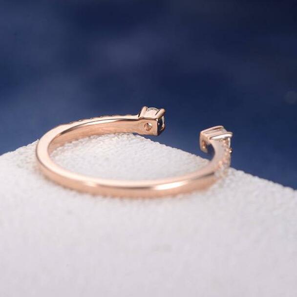 STACKABLE ROSE GOLD OPEN ETERNITY WEDDING MOISSANITE BAND FOR WOMEN