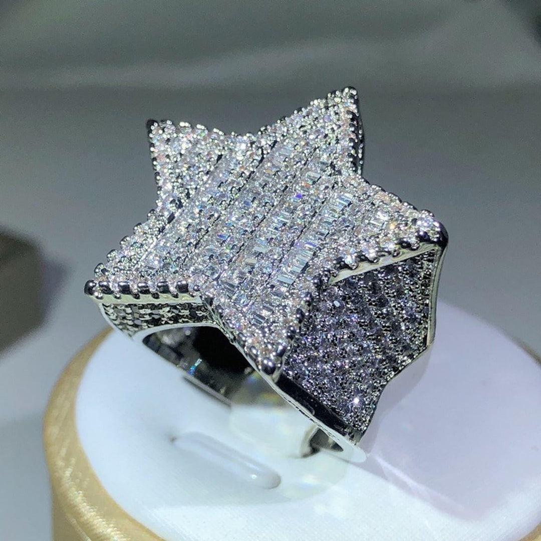 STAR SHAPED MOISSANITE DIAMOND RAPPER STYLISH HIP HOP MEN’S & WOMEN UNISEX RING