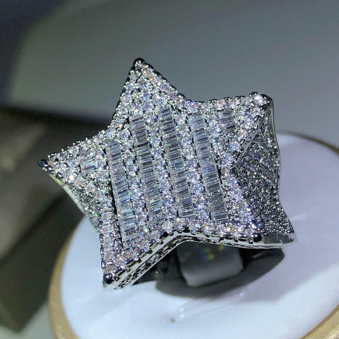 STAR SHAPED MOISSANITE DIAMOND RAPPER STYLISH HIP HOP MEN’S & WOMEN UNISEX RING