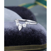 UNIQUE PEAR CUT WHITE GOLD VINTAGE STACKING MATCHING MOISSANITE WEDDING BAND FOR HER