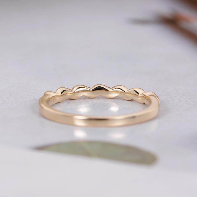 UNIQUE WOMEN DAINTY MINIMALIST YELLOW GOLD STACKING PROMISE WEDDING BAND FOR GIFT