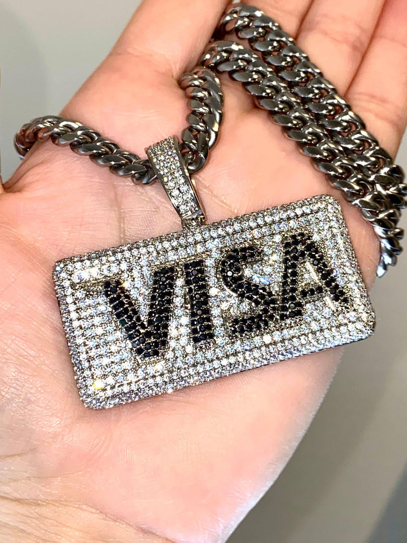 VISA DEBIT CREDIT CARD CUSTOM VVS MOISSANITE ICED OUT PENDANT