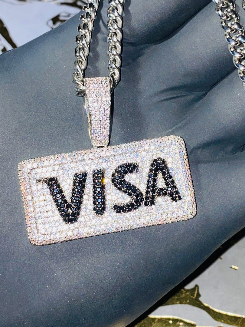 VISA DEBIT CREDIT CARD CUSTOM VVS MOISSANITE ICED OUT PENDANT